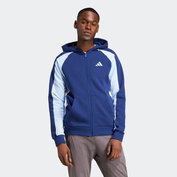 ADIDAS SPORTSWEAR Athletic Zip-Up Hoodie in Blue: front