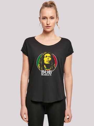 F4NT4STIC Shirt 'Bob Marley Logo Badge Reggae Music' in Schwarz: Vorderseite