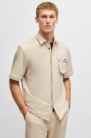 BOSS Regular fit Button Up Shirt in Beige