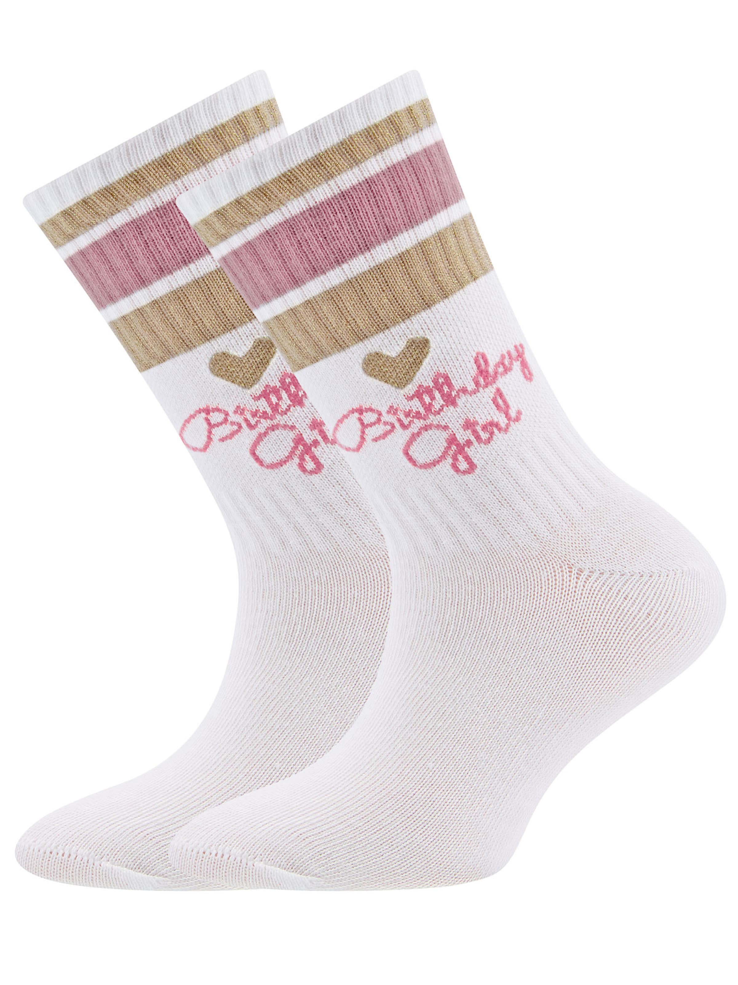 EWERS Socken &#x27;Birthday Girl&#x27; in Weiß: Vorderseite