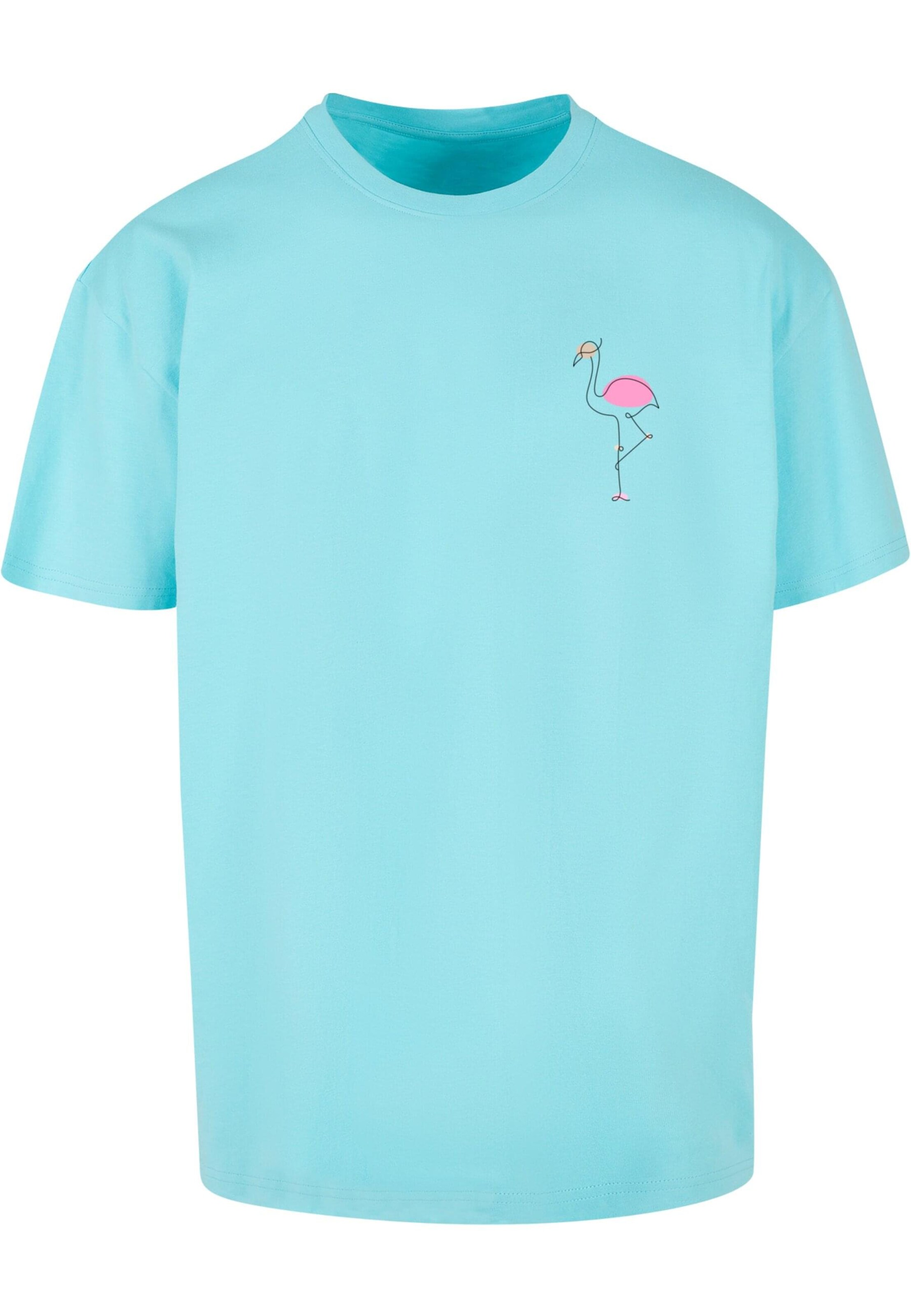 Tricou 'Flamingo' de la Merchcode pe albastru: față