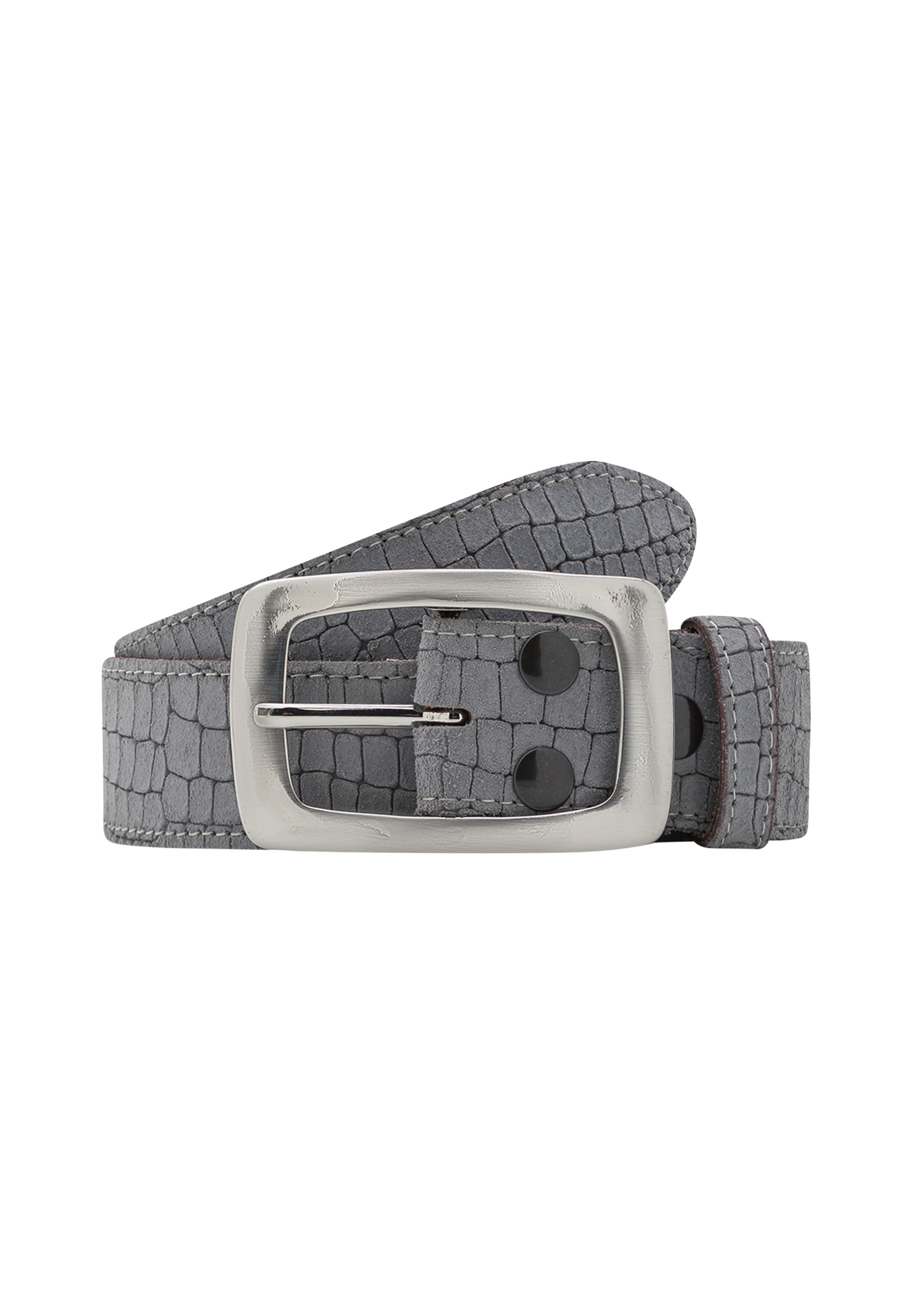 RETTUNGSRING by showroom 019° Ledergürtel 'Alaska Sangria' in Grau: Vorderseite