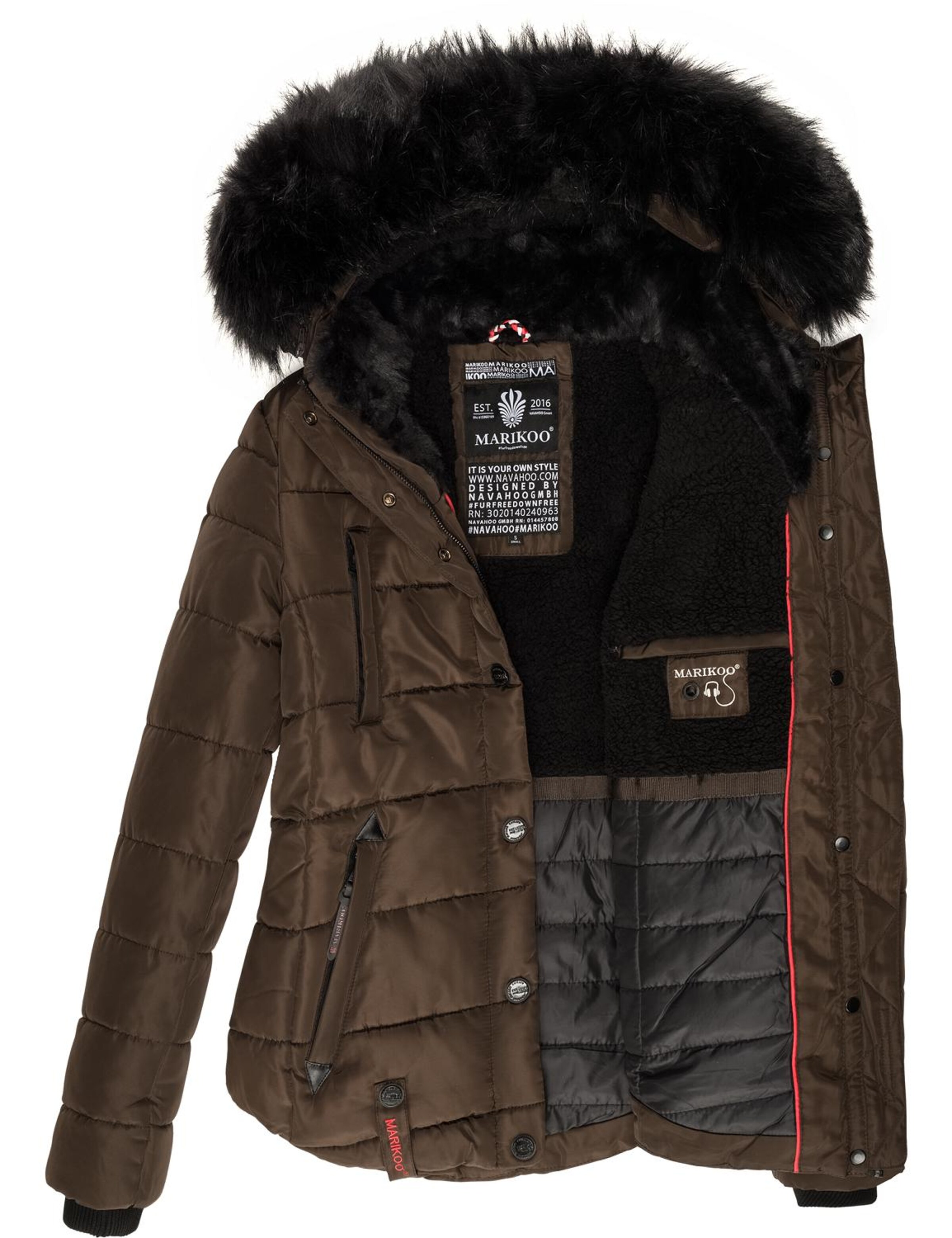 MARIKOO Winter jacket 'Lotusblüte' in Brown