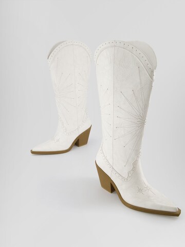 Bottes de cowboy Bershka en blanc