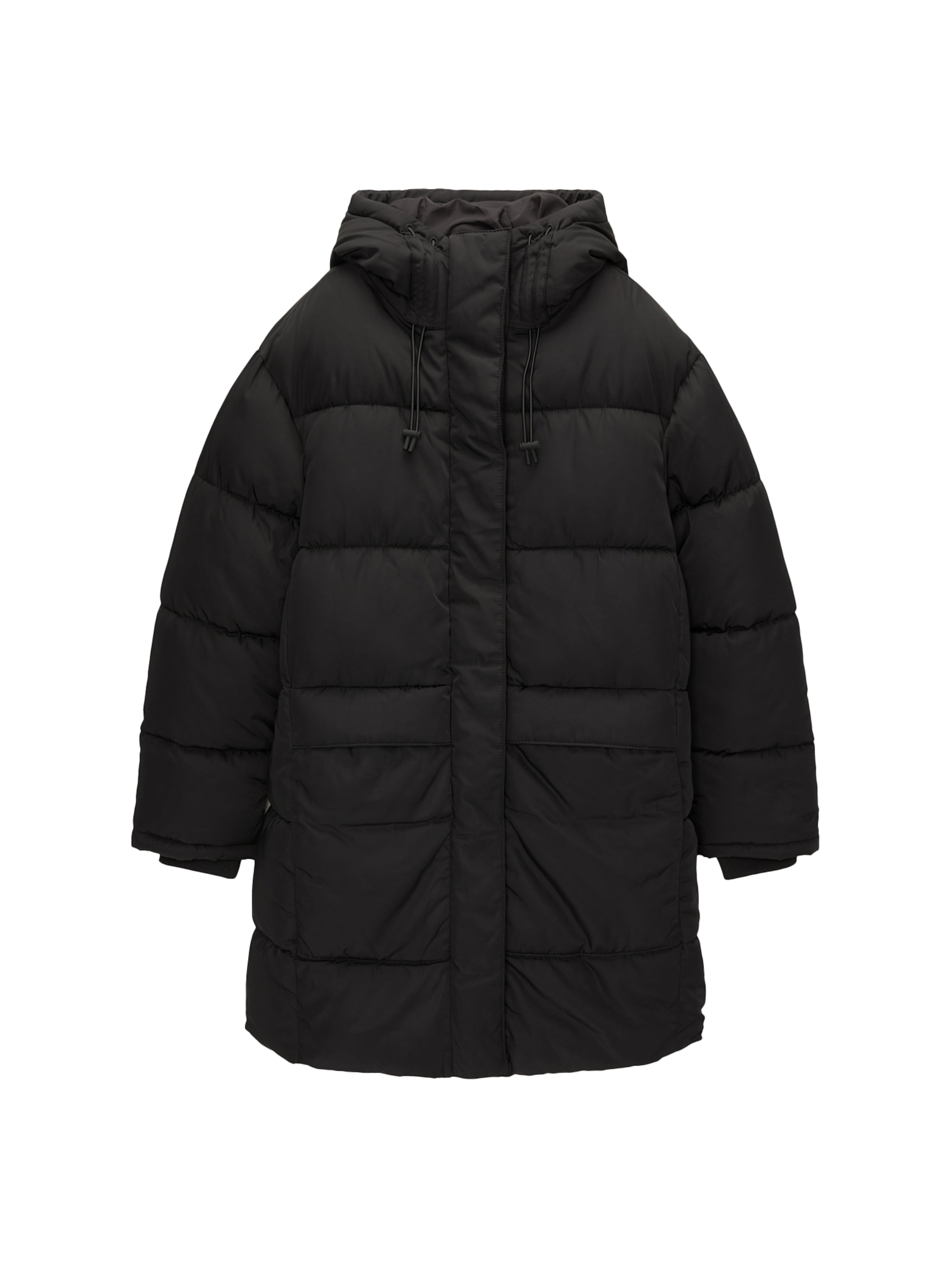 Pull&Bear Winter coat in Black: front