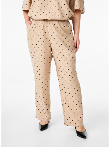 Largi Pantaloni de la Zizzi pe bej: față
