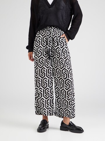 Wide leg Pantaloni de la Sublevel pe negru: față