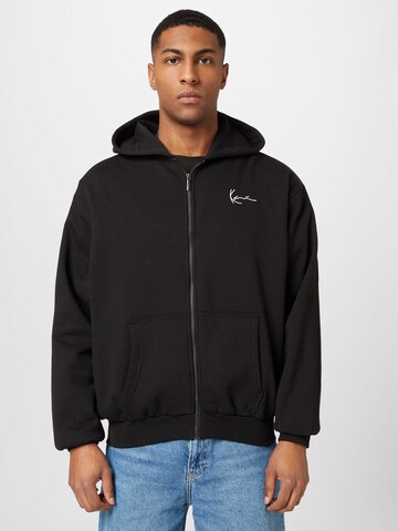 Karl Kani Zip-Up Hoodie in Black: front