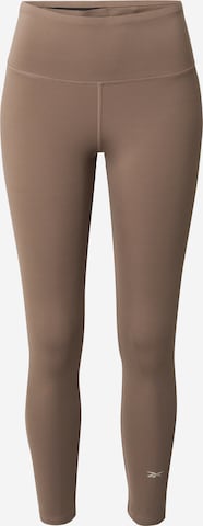 Reebok Skinny Workout Pants in Brown: front
