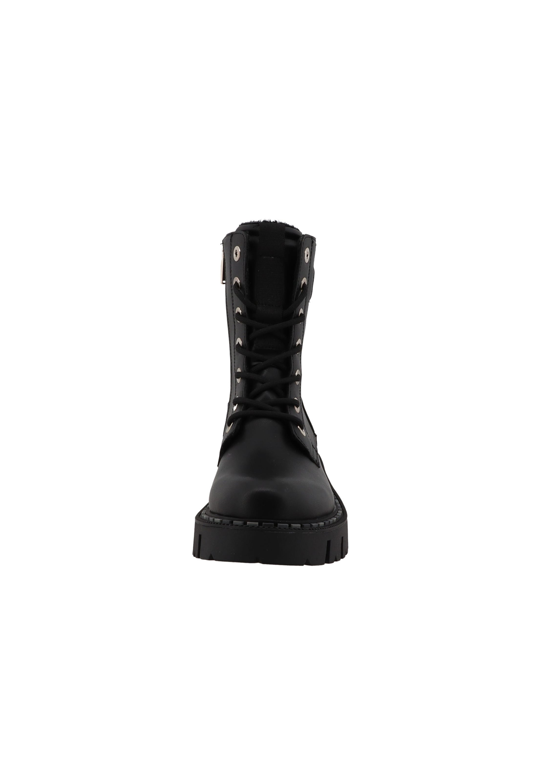 TOM TAILOR Schnürstiefelette in Schwarz