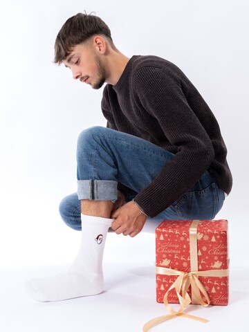 Occulto Socks 'Christmas Claus' in White: front