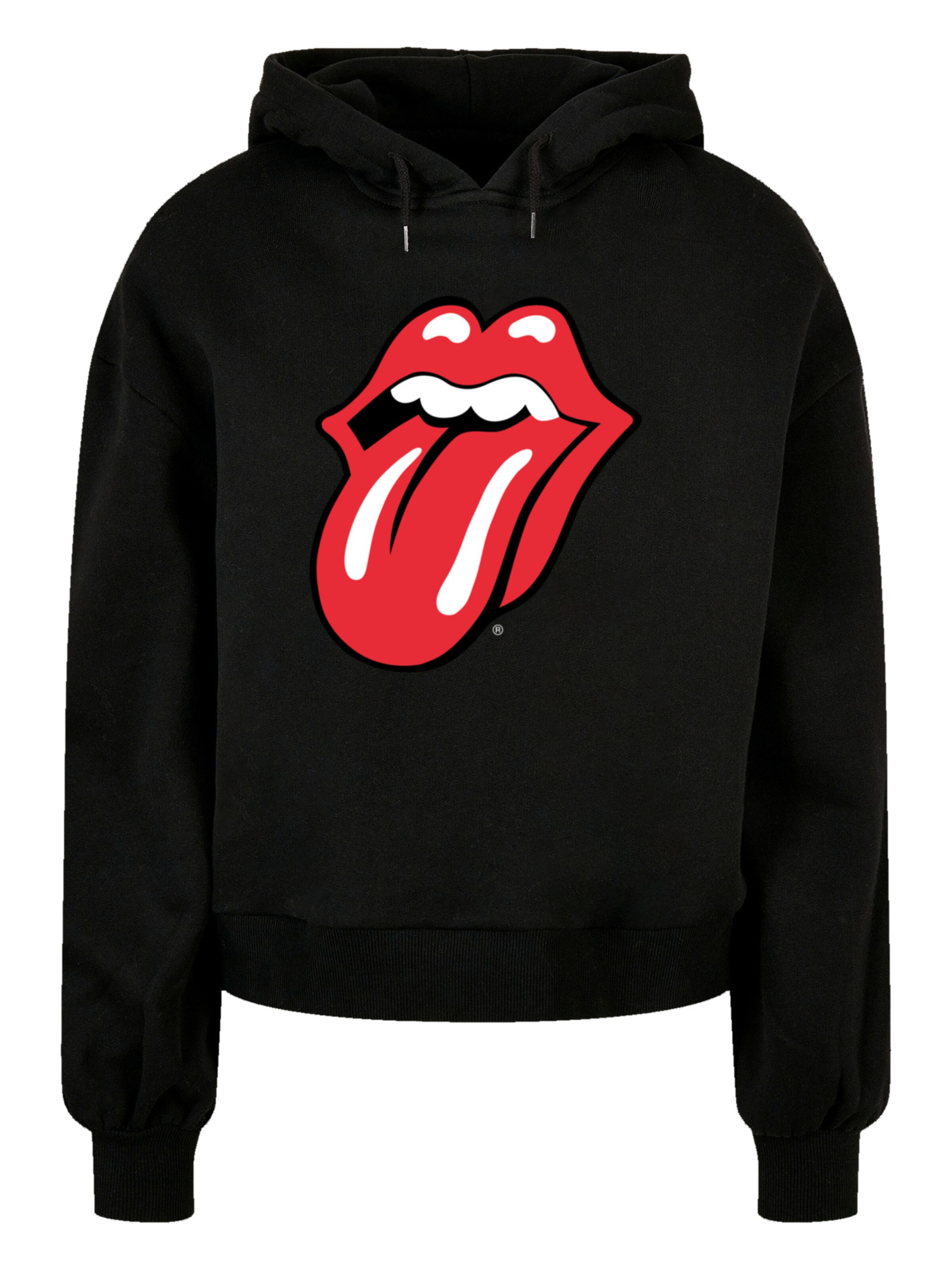 F4NT4STIC Trui 'The Rolling Stones Classic Zunge' in Zwart: voorkant