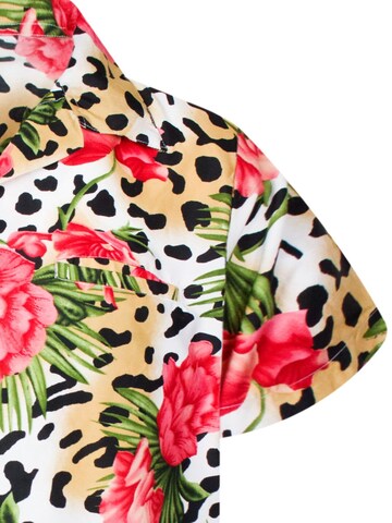 King Kameha Shirt 'Leopard Flowers' in Beige