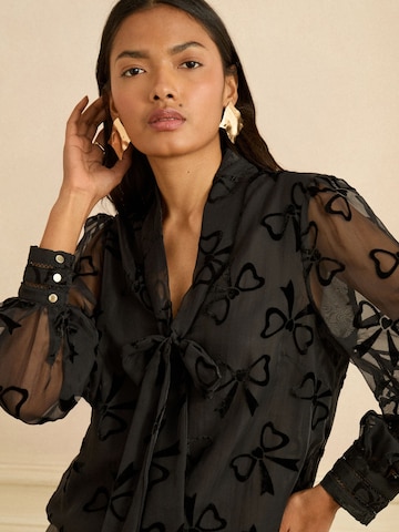 Chemisier love & roses en noir