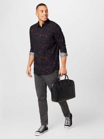 Only & Sons Regular fit Button Up Shirt in Black