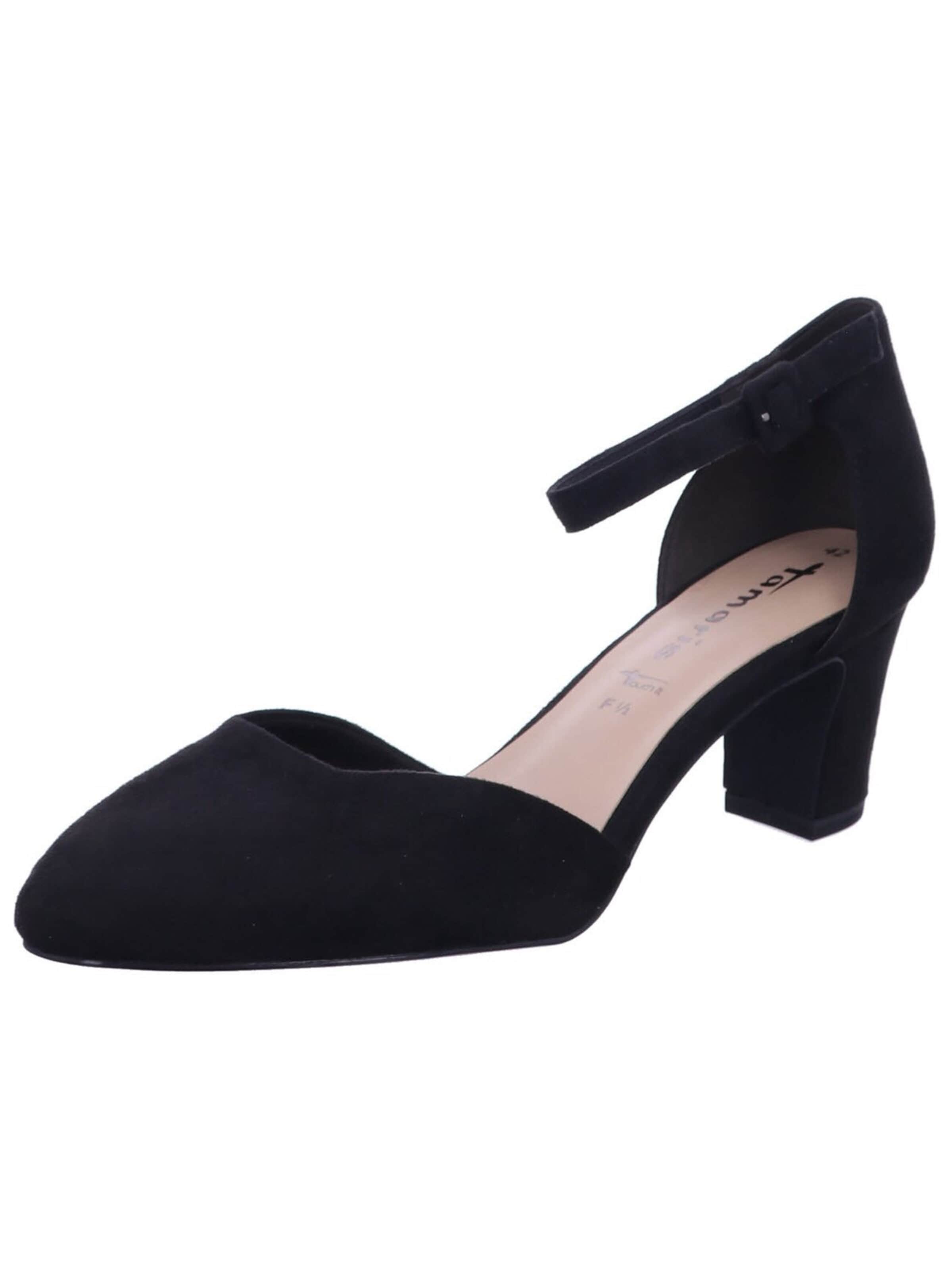 Tamaris - Zapatos con plataforma 'Pump Damen 1-24412-41 001 Textil in schwarz' en negro: frente