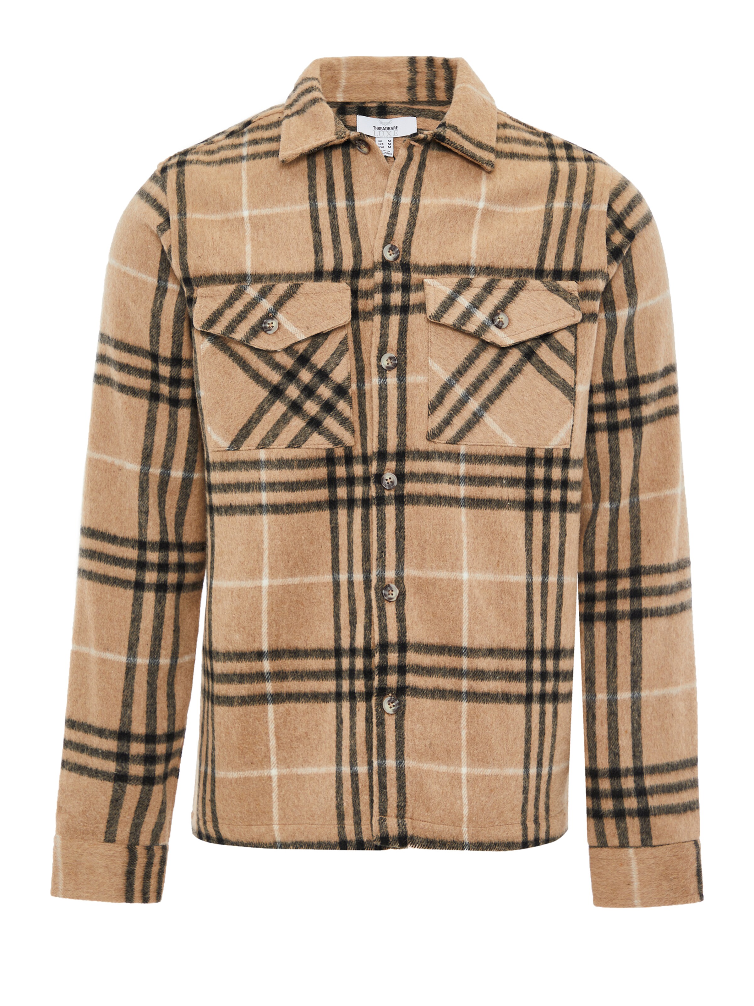 Threadbare Regular Fit Hemd 'Saint Christopher' in Beige: Vorderseite