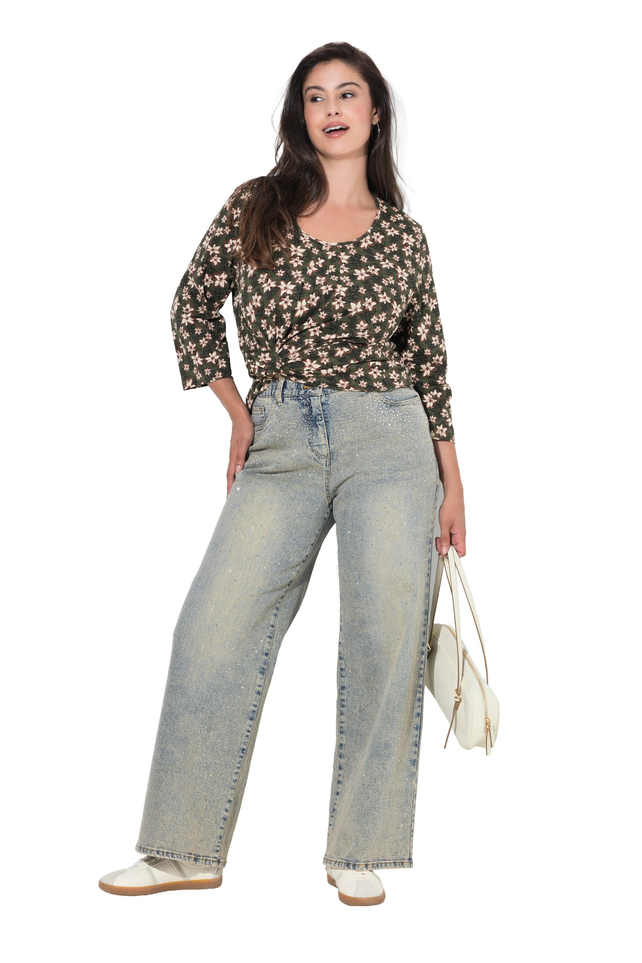 Ulla Popken Wide Leg Jeans in Blau: Vorderseite