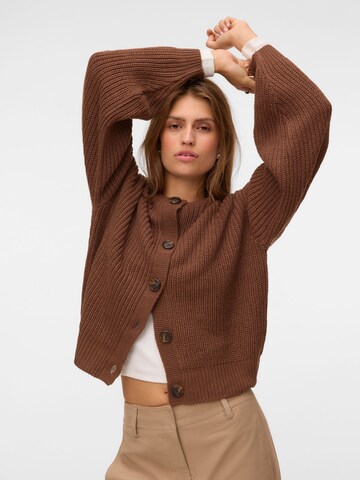 VERO MODA Knit Cardigan 'VMLea' in Brown: front