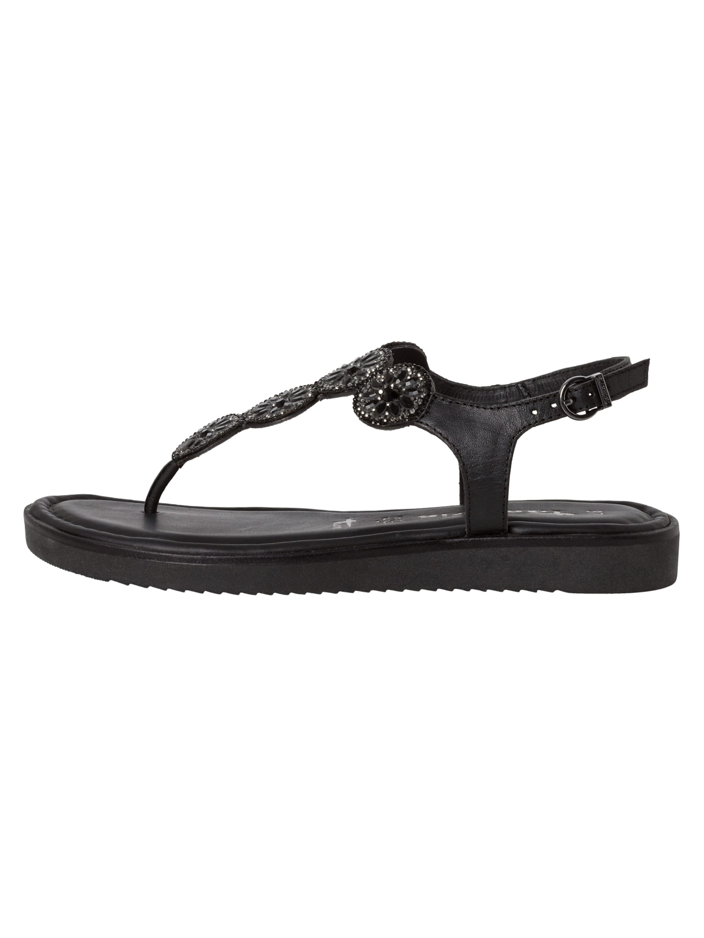 Tamaris T-Bar Sandals in Black