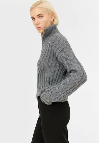 TOPTOP STUDIO Sweater Stehkragenpullover in Grau