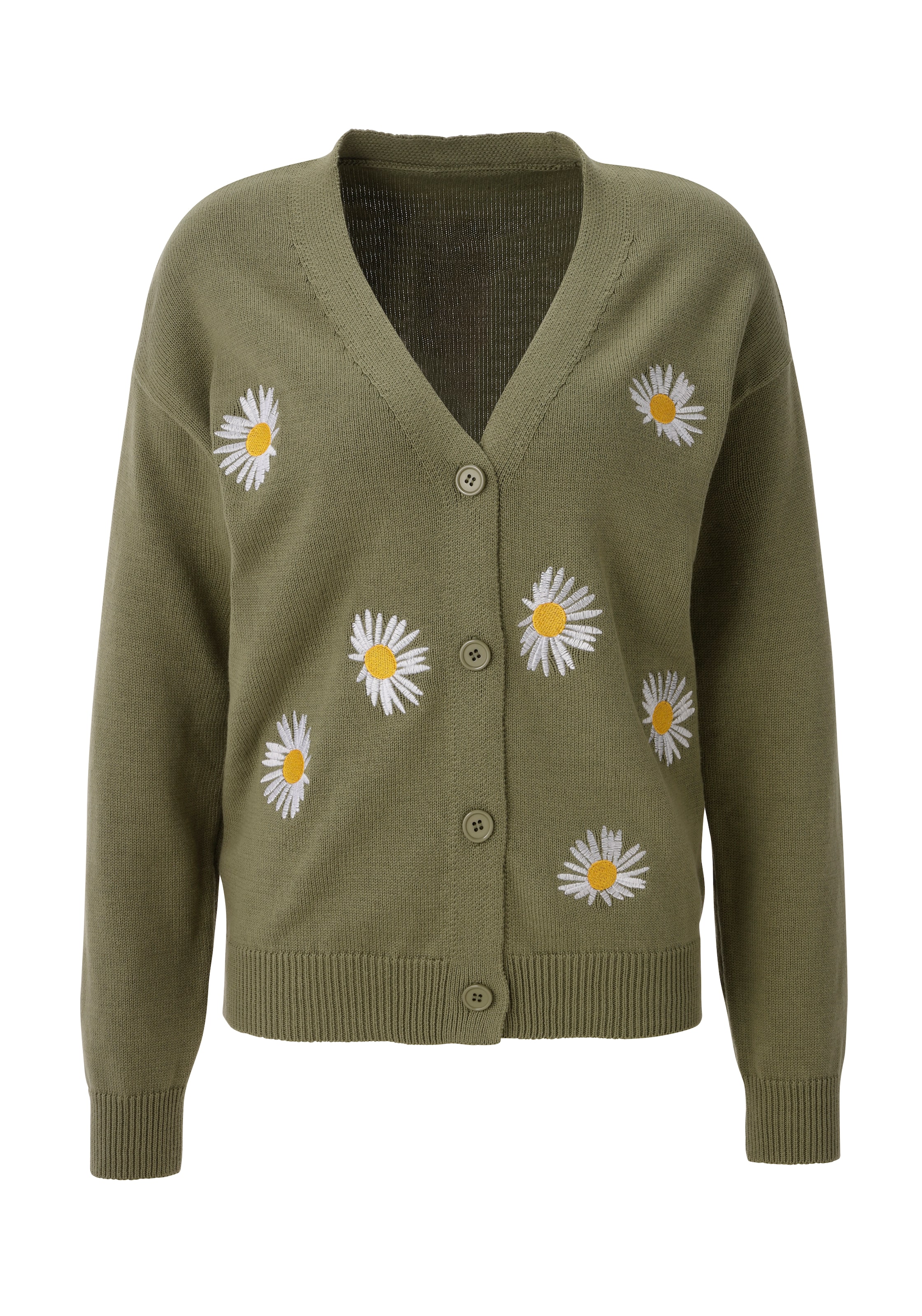 Aniston CASUAL Knit Cardigan in Green: front
