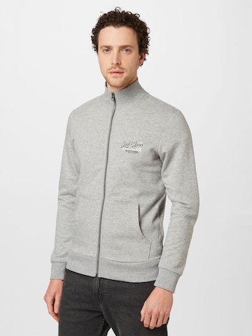 JACK & JONES Zip-Up Hoodie 'ANDY' in Grey: front