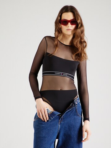 Tommy Jeans Shirt Bodysuit in Black: front