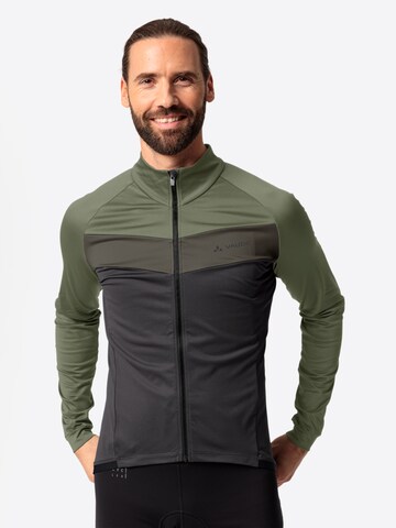 VAUDE Athletic Zip-Up Hoodie 'Posta' in Green: front