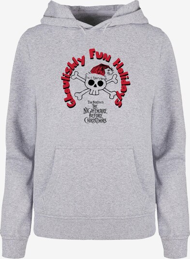 ABSOLUTE CULT Sweatshirt 'The Nightmare Before Christmas - Ghoulishly Fun Holidays' in graumeliert / karminrot / schwarz, Produktansicht