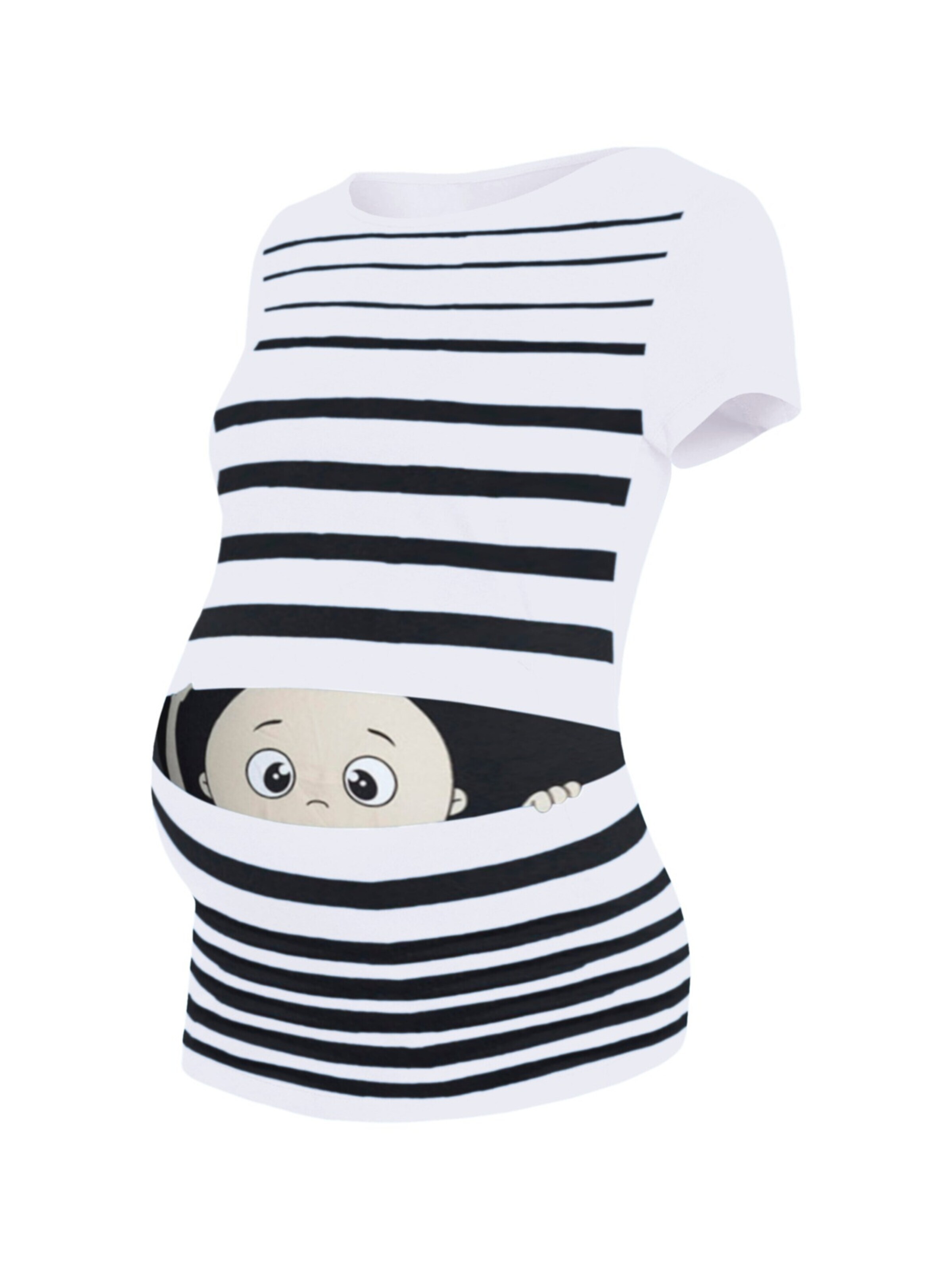 M.M.C. Shirt 'Guck Guck Umstandsshirt'‌‌‌‌‌ in Weiß: Vorderseite