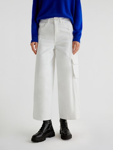 Wide leg Jeans cargo di Scalpers in bianco: frontale