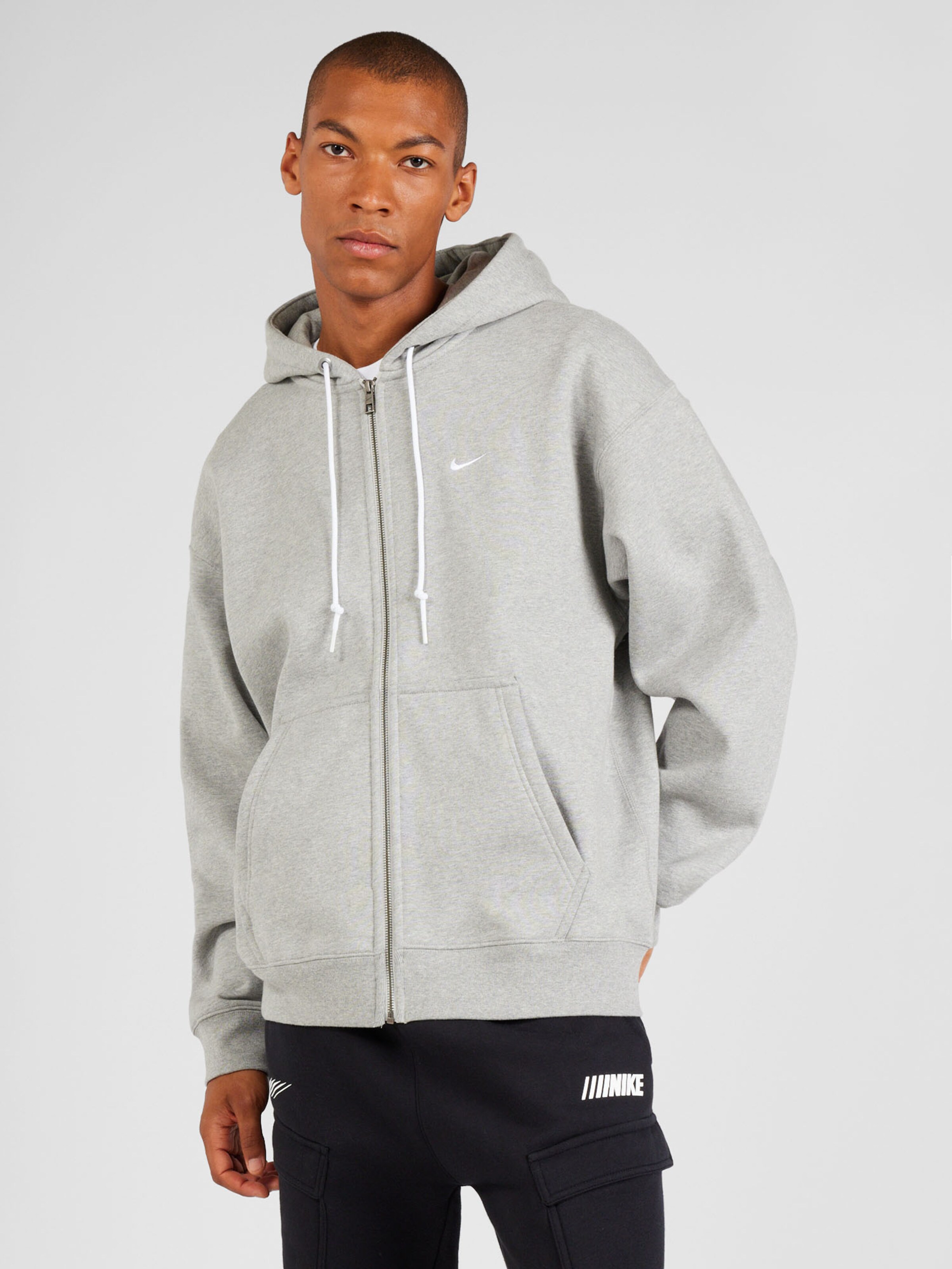 Nike Sportswear Zip Up Hoodie Solo Swoosh in Grey ABOUT YOU