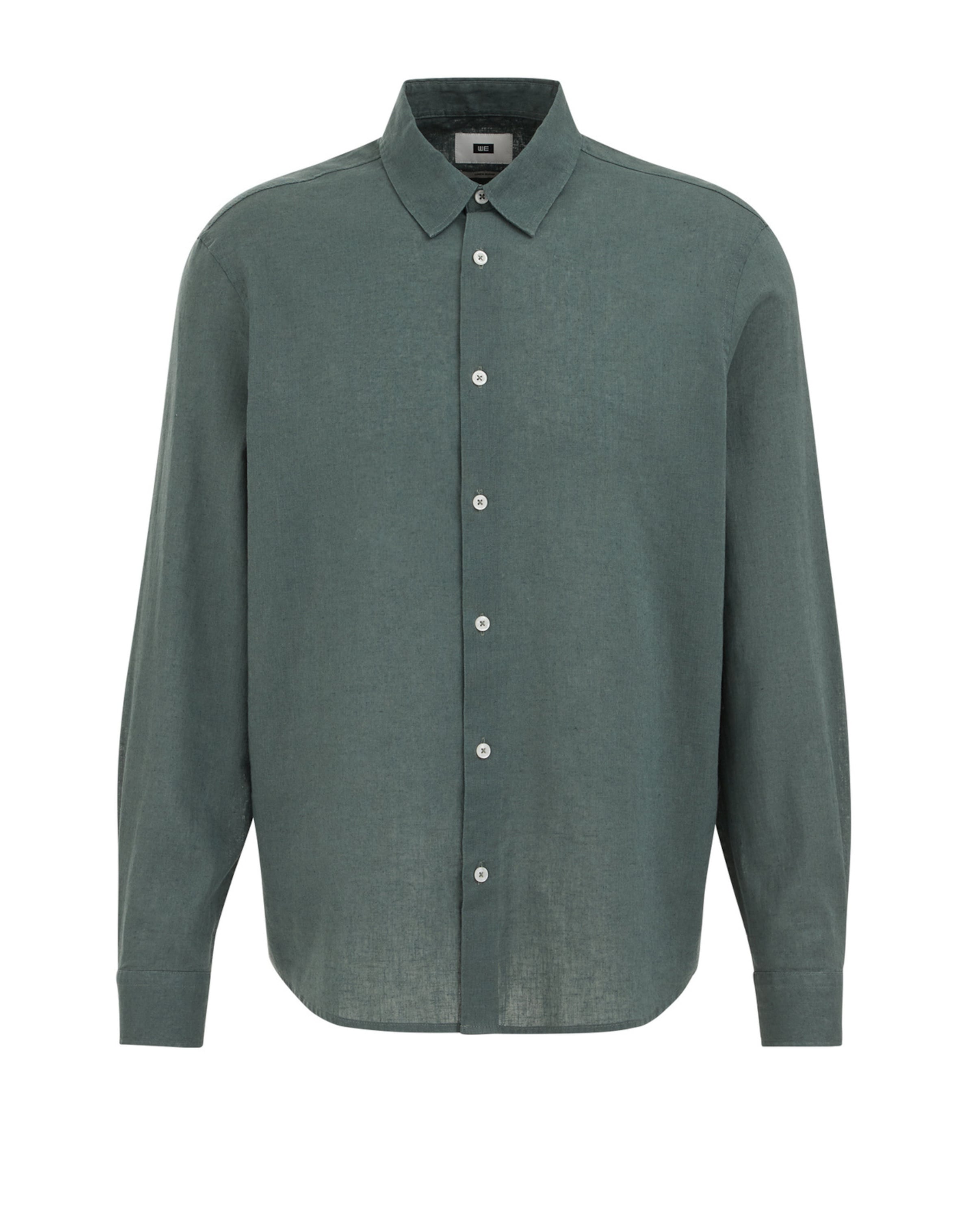 WE Fashion Regular fit Button Up Shirt in Green: front