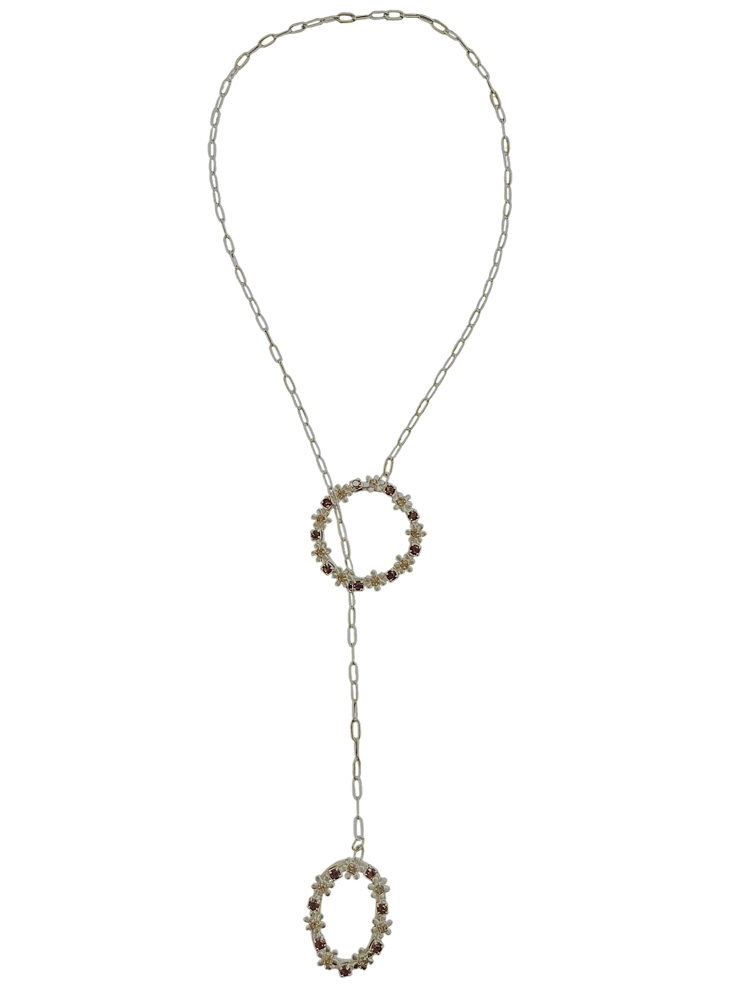 Gloria Mago - Cadena 'Multi-position necklace Crystal Sw Mix browns and silver plated' en plata: frente