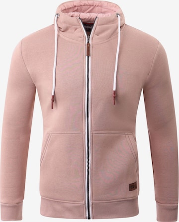 Reslad Zip-Up Hoodie 'Sweatjacke Zipper High' in Beige: front