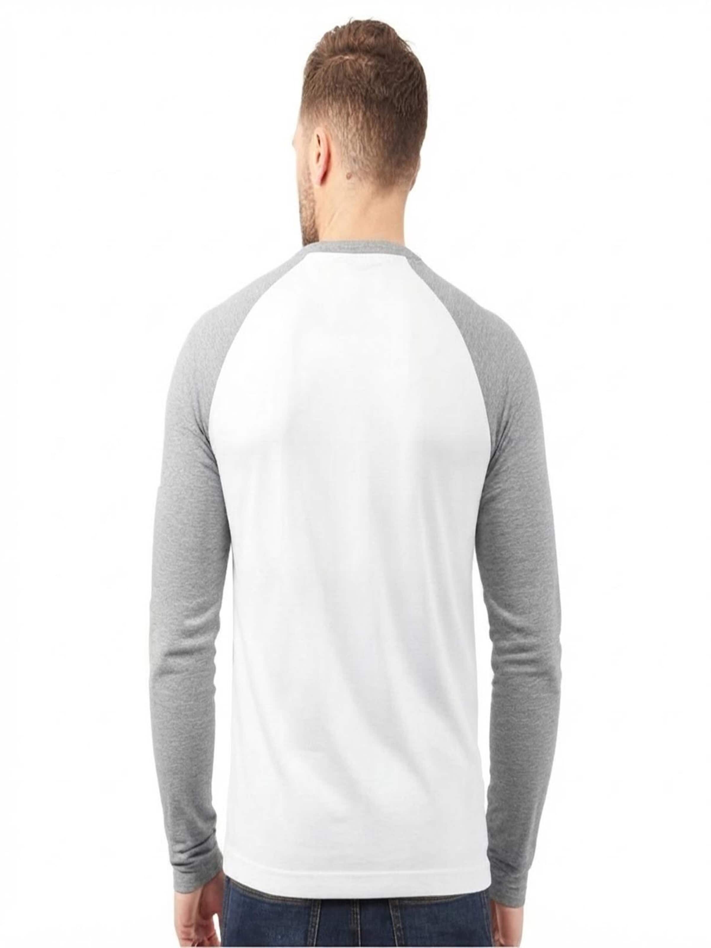 Vanilla Shirt '2-Pack Heren Baseballshirt Lange Mouwen – Wit/Zilvergrijs – Casual Raglan – Maat M' in Silver