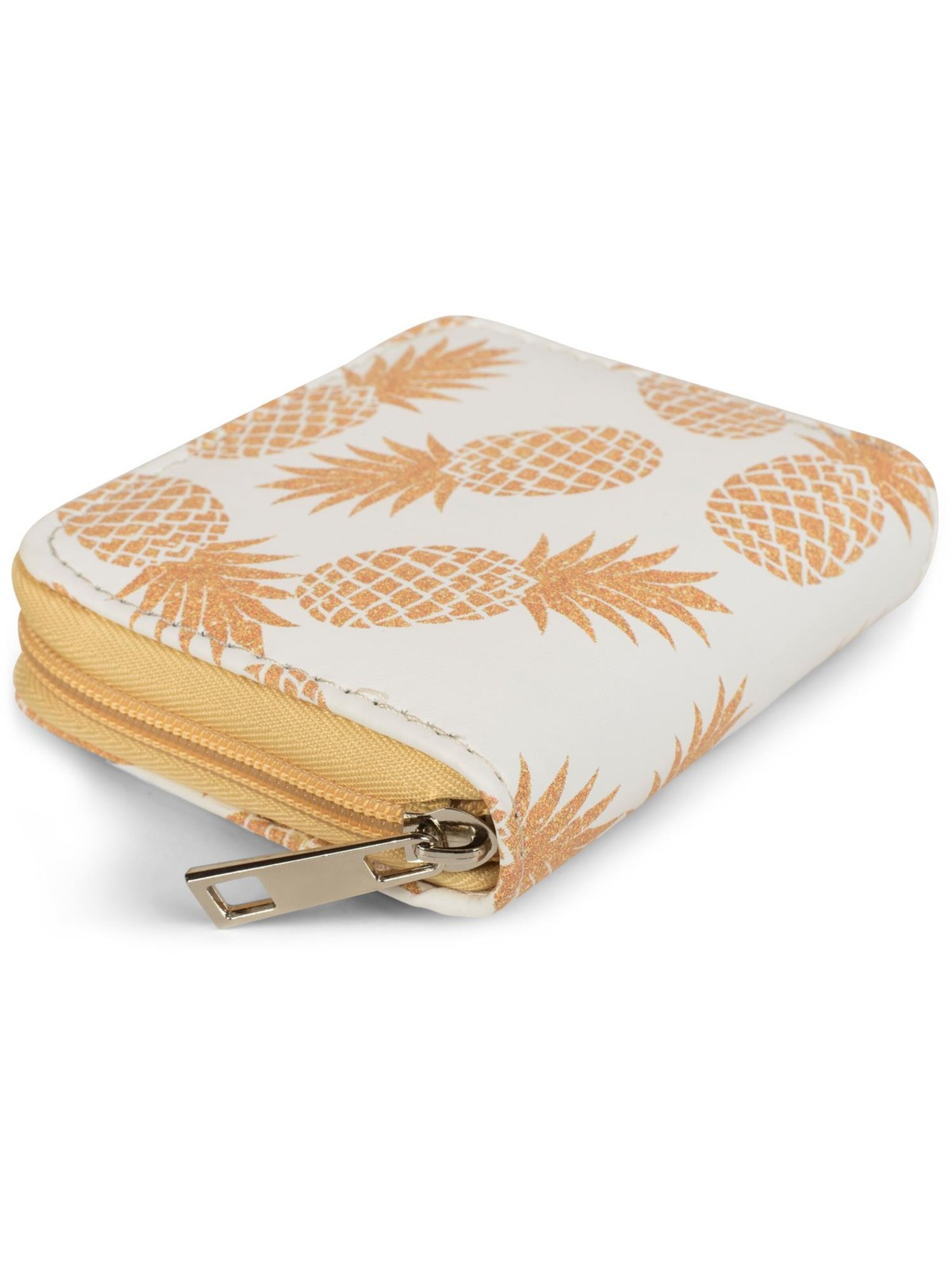 styleBREAKER Wallet 'Mini Geldbörse mit Ananas Muster' in White