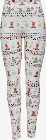 ONLY Slimfit Leggings 'Xmas Elfi Life' in Wit: voorkant