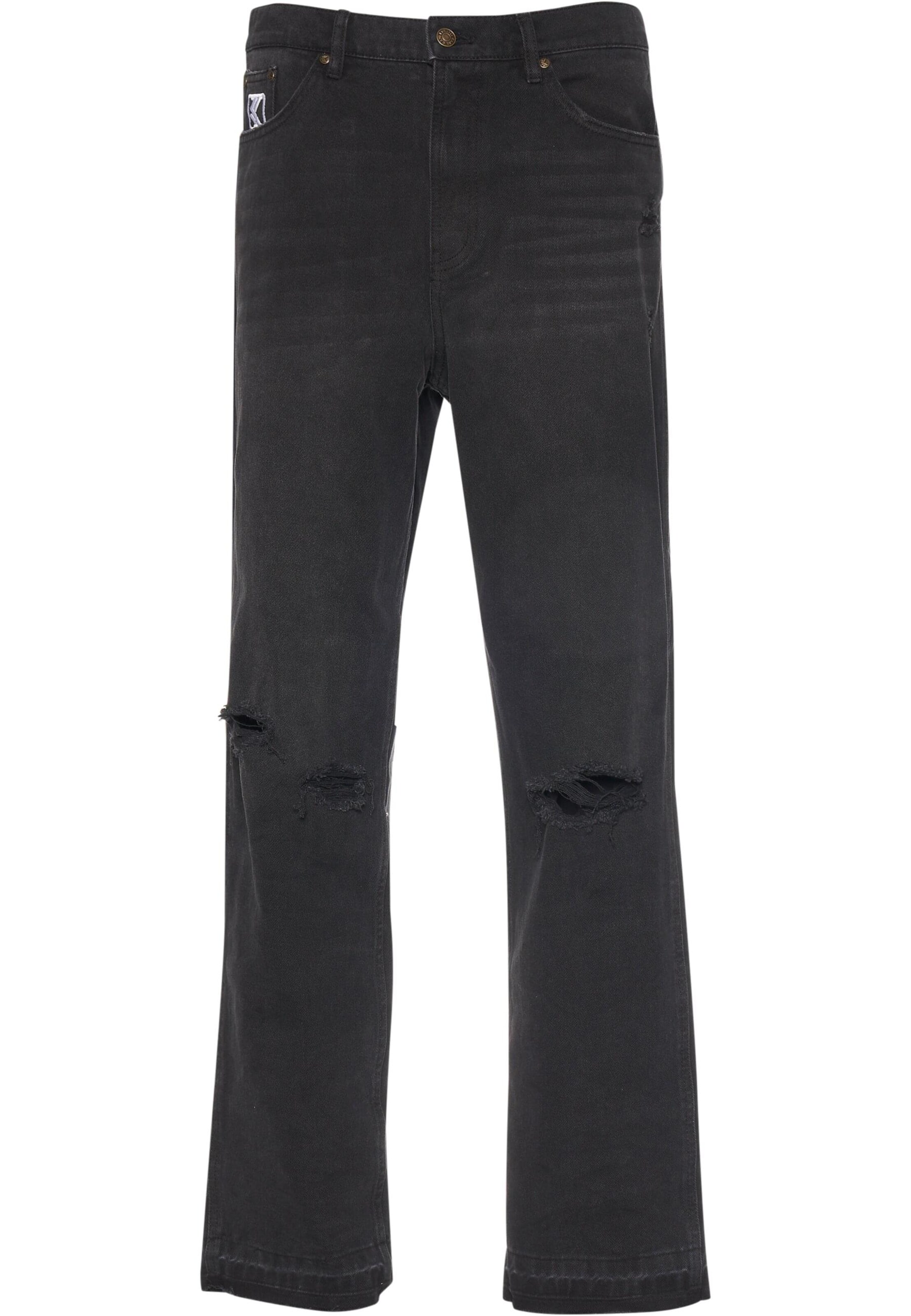 Karl Kani Wide leg Jeans in Zwart: voorkant