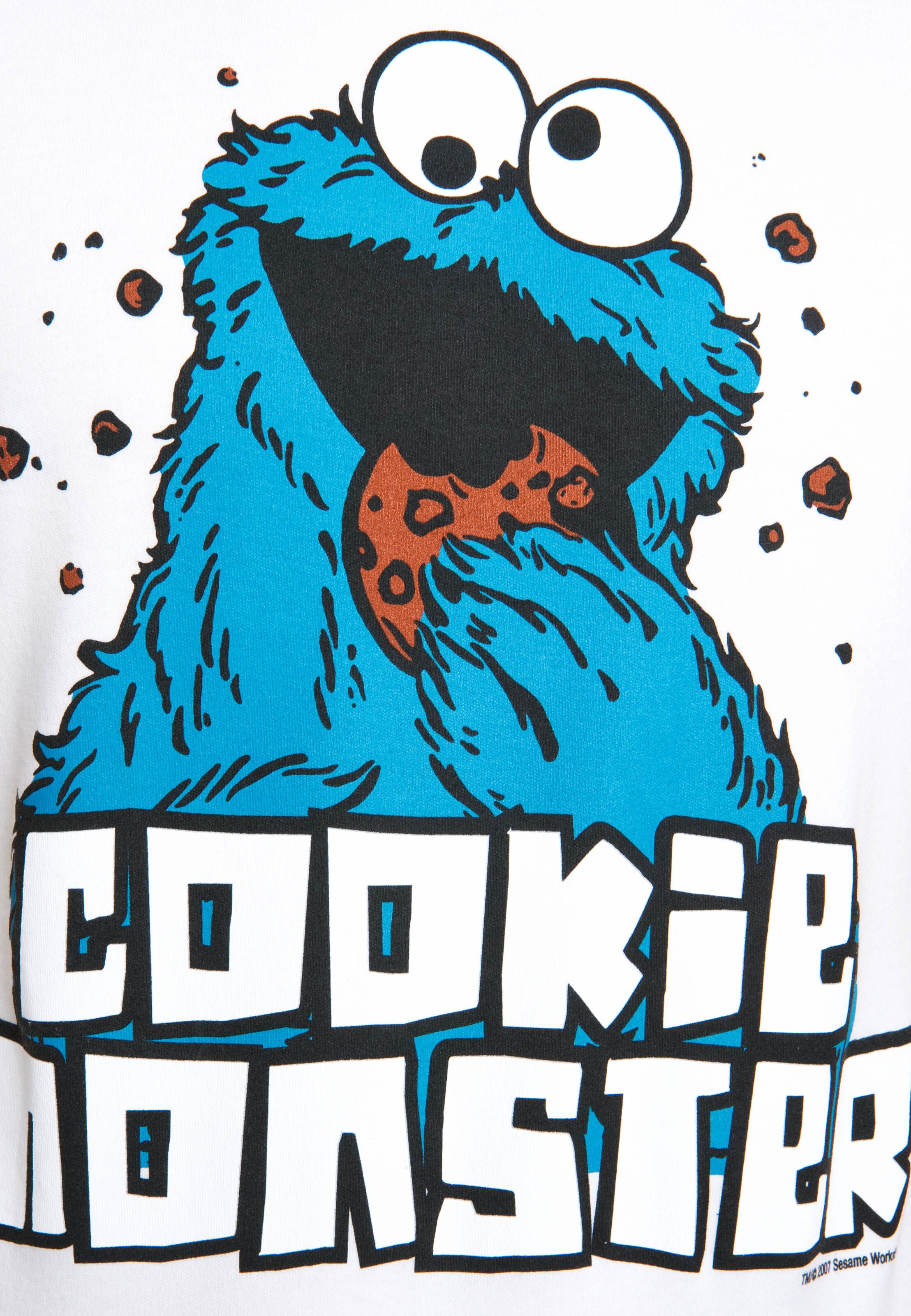 LOGOSHIRT Shirt 'Cookie Monster' in White