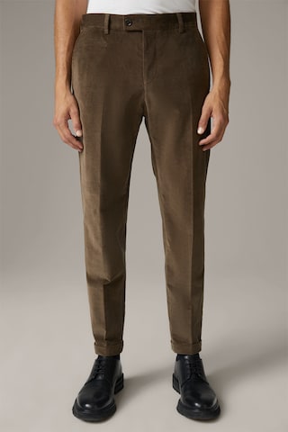 STRELLSON Loose fit Pleated Pants ' Luc ' in Brown: front