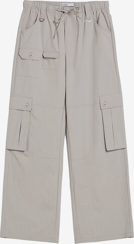 Bershka Wide leg Cargo Pants in Grey: front