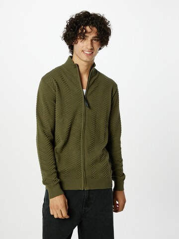 INDICODE JEANS Knit Cardigan 'Huber' in Green: front