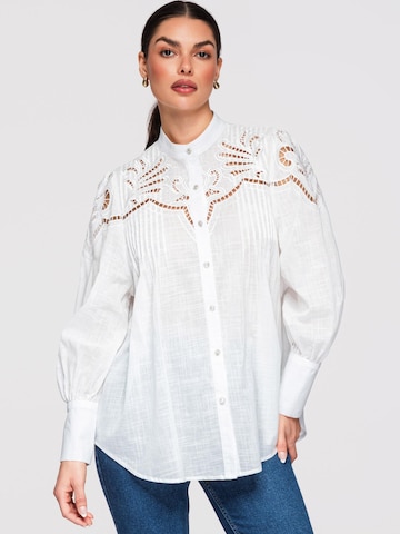 Ombre Blouse in White: front