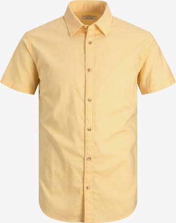 JACK & JONES Overhemd 'SLUB' in Geel: voorkant