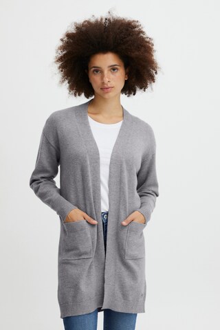Oxmo Knit Cardigan in Grey: front