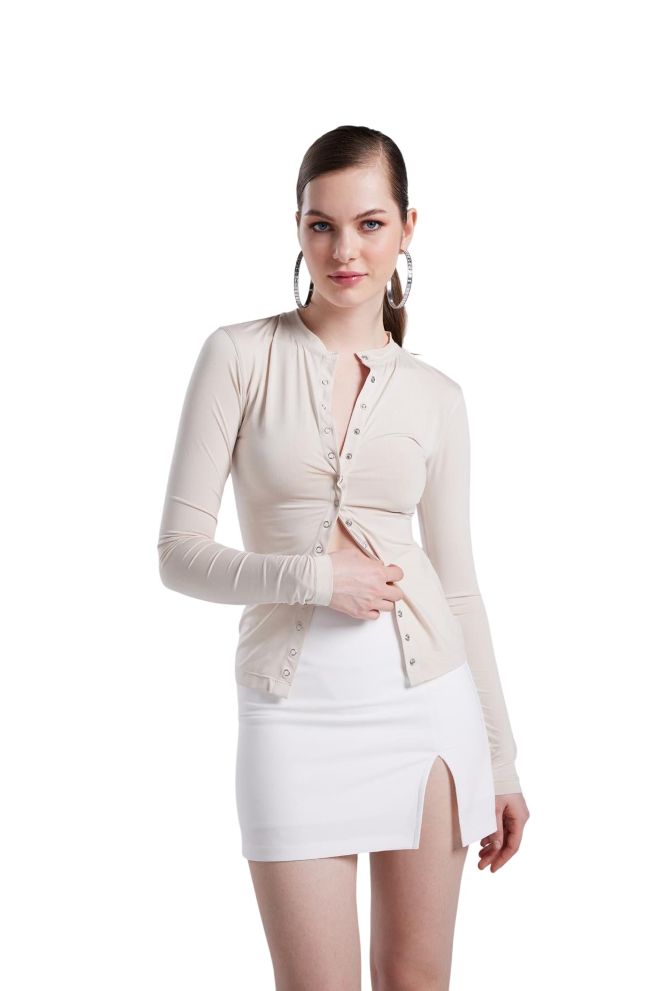 HOLLY LOLLY Blouse in Beige: front