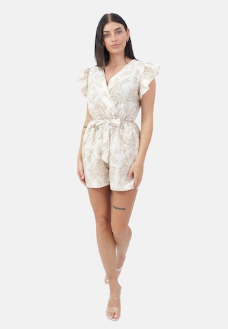 Tuta jumpsuit di Elara in beige: frontale