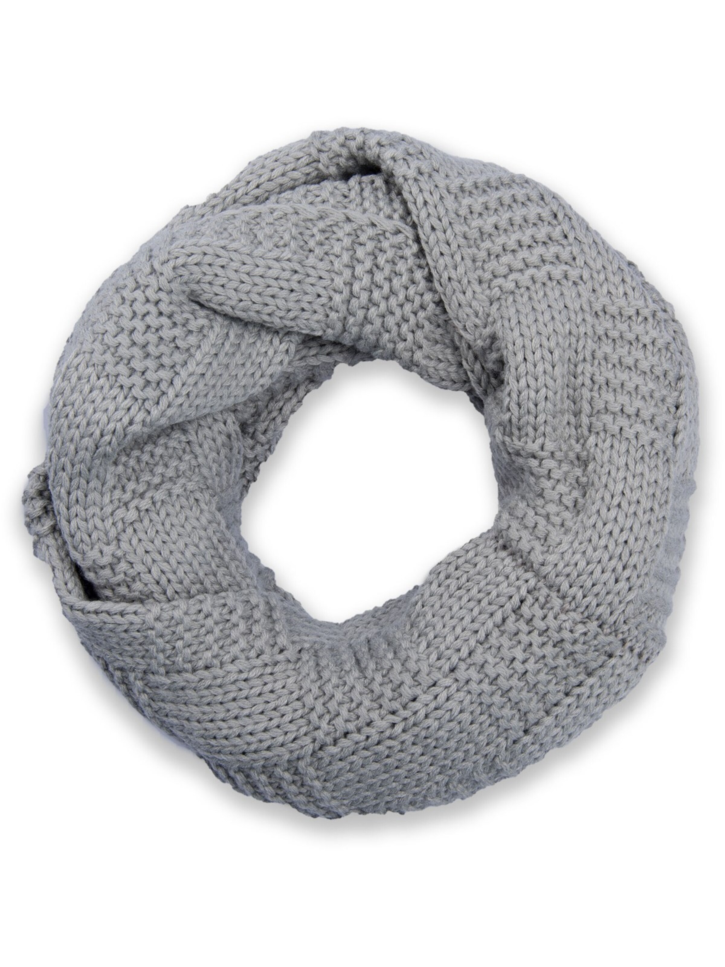 styleBREAKER Schlauchschal 'Feinstrick Loop mit Patentmuster'‌ in Grau: Vorderseite